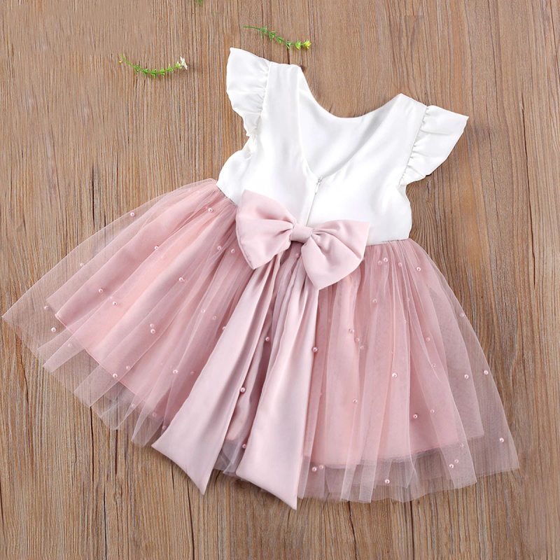 Đầm dự tiệc hở lưng phối lưới đính hoa xinh xắn hợp thời trang dành cho bé gái 1-5 tuổi