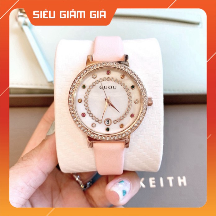 Đồng hồ nữ Guou mặt tròn dây da siêu bền , kiểu dáng thời thượng , trẻ trung | BigBuy360 - bigbuy360.vn