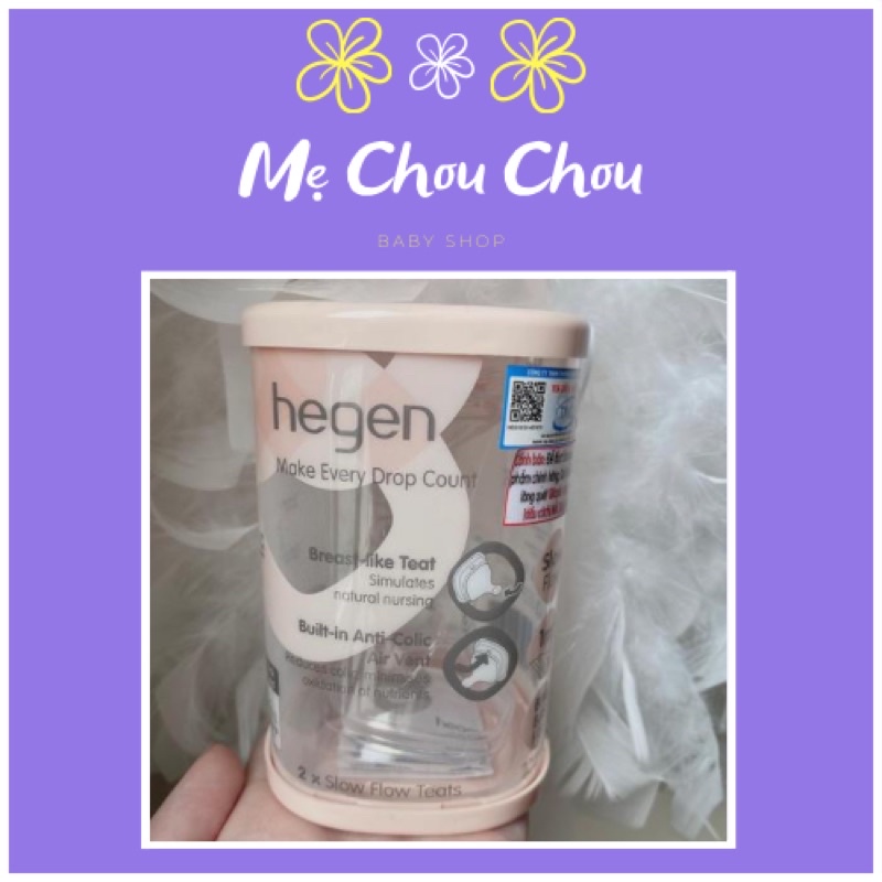 Núm ti bình sữa Hegen cho bé, núm ty thay thế số 0, 1, 2, 3 và Y cắt