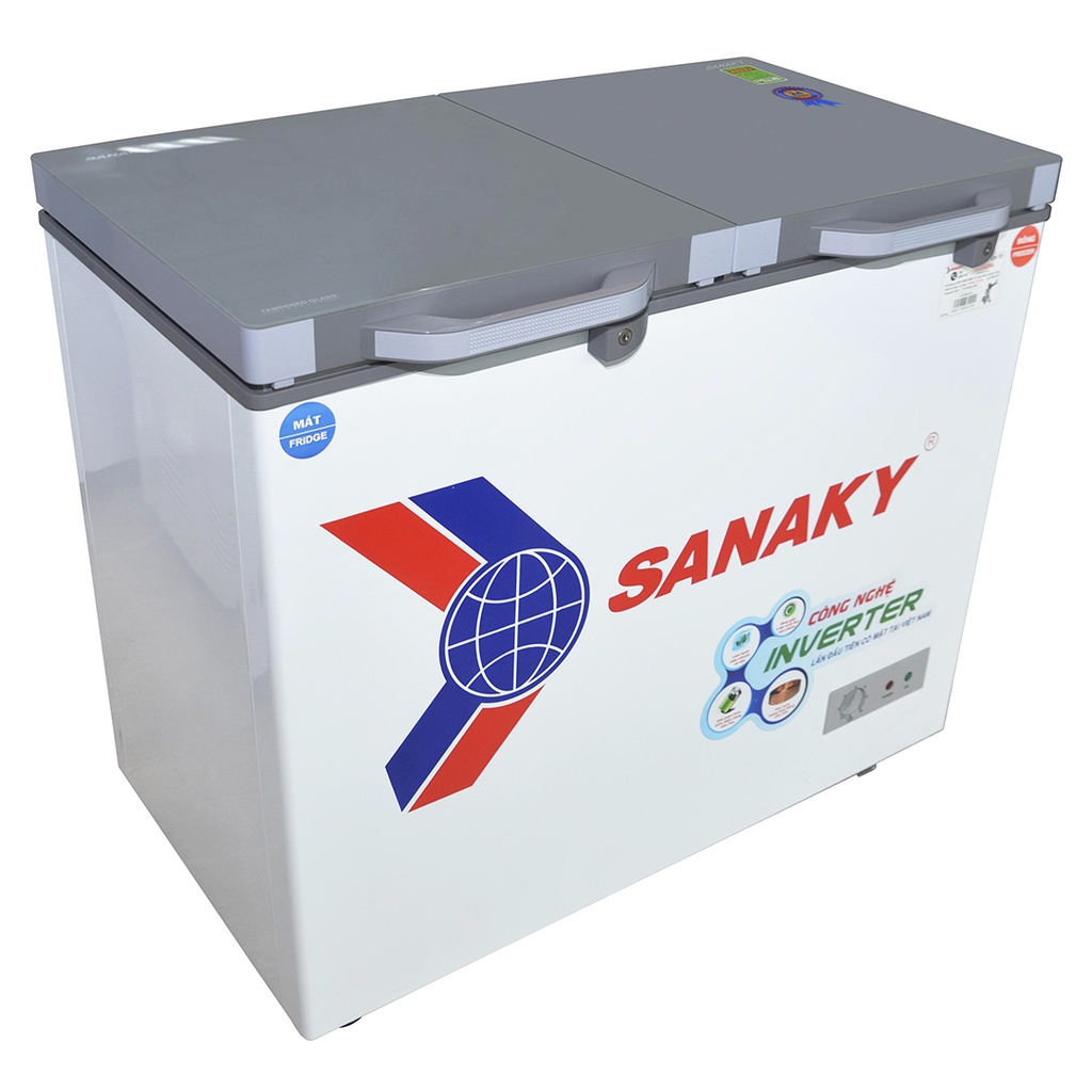 Tủ đông SANAKY 195 lít VH-2599W4K - MẶT KÍNH CƯỜNG LỰC, 1 NGĂN MÁT 1 NGĂN ĐÔNG, DÀN LẠNH ĐỒNG, MIỄN PHÍ GIAO HÀNG HCM.