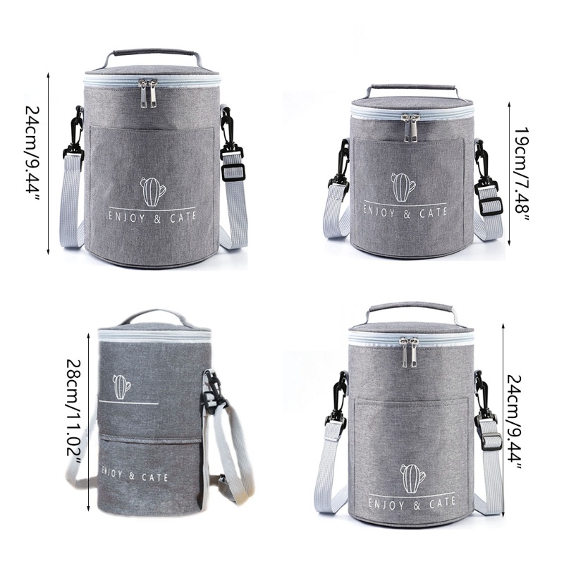 Aoto Túi Đựng Cơm Trưa Giữ Nhiệt Chống Thấm Nước Hình Trụ Bằng Nhôm