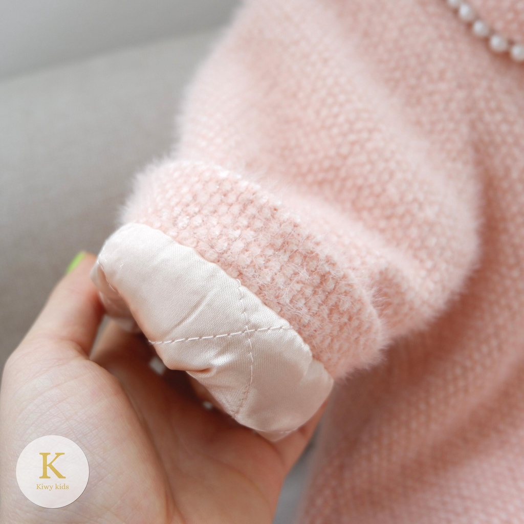 Áo khoác bé gái Kiwy Kids chất liệu len lông thỏ có chần bông ấm áp Kids2152 cho bé 1 đến 6 tuổi