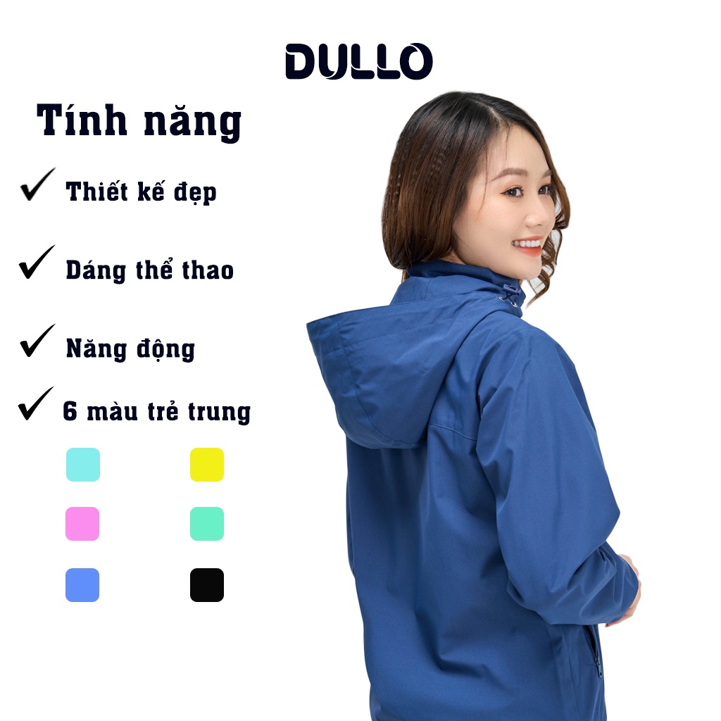 Áo khoác gió nữ DULLo mã D285 vải gió tráng dày dặn chống nước