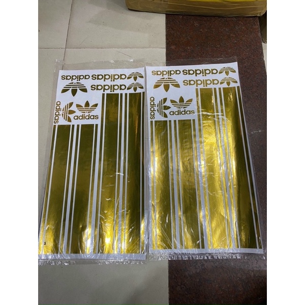 TemAdidas Dán xe Sh 2017-2022 Màu vàng Gold đẹp ( Tem 3 lớp chống nước)