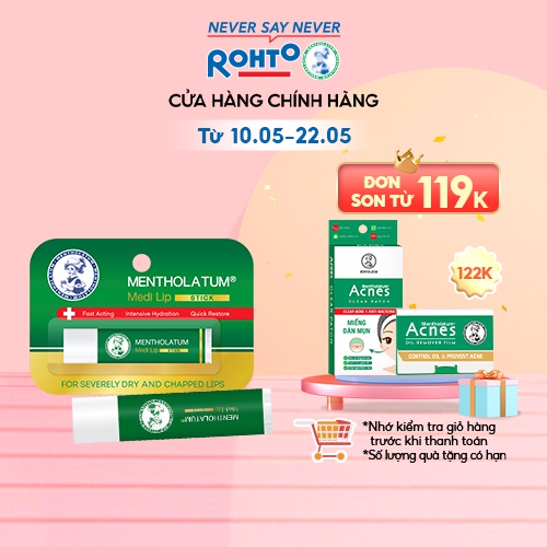 Son dưỡng môi chuyên biệt dành cho môi khô, nứt nẻ Mentholatum Medi Lip Stick (4.3g)
