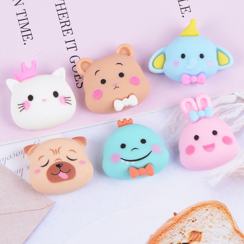 Charm (C397) slime/ Dụng Cụ Charm Trang Trí [Ko Keo &amp; Nút] Hình Mặt Hình Thú Dễ Thương