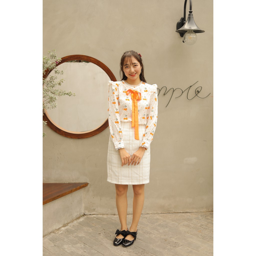 áo chery cam viền ren nơ siêu xinh