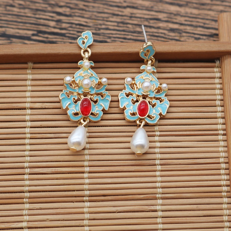 Ghim Cài Áo Kim Loại Tráng Men Họa Tiết Hình Học Vintage Cho Nữ