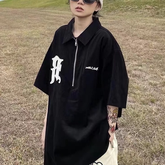 Áo Polo Nam Tay Ngắn Thời Trang Hàn Quốc Sành Điệu Cho Nữ Fashion Bigsize Simple áo Phông nam Dây Kéo áo thun Unisex From Rộng