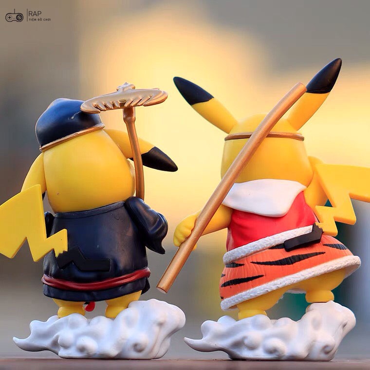 Mô hình Pikachu cosplay Tôn Ngộ Không- Trư Bát Giới dễ thương chất liệu PVC làm trang trí phòng ngủ bàn học quà tặng-Ráp