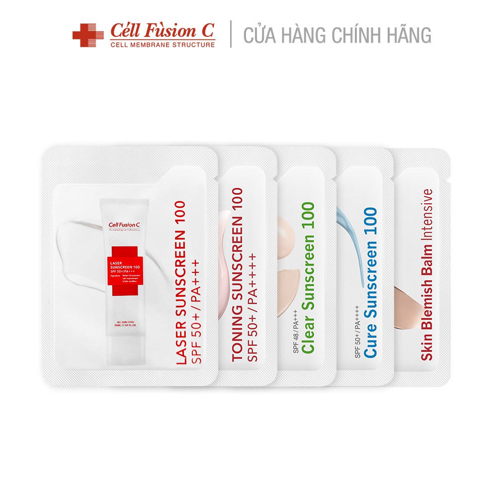 Combo 4 loại Kem Chống Nắng + Kem Trang Điểm Dưỡng Cell Fusion C