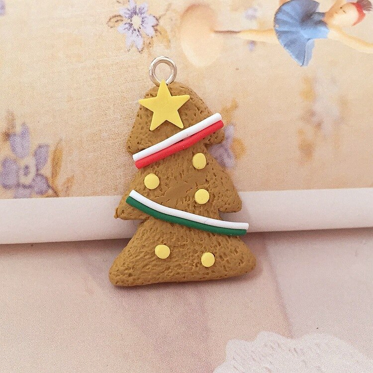Bộ 6 phụ kiện treo trang trí cây thông Giáng Sinh kiểu bánh gừng nhiều hình dáng khác nhau