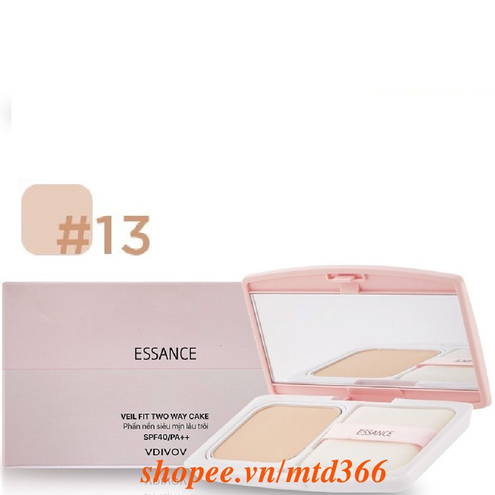 Phấn Nền Số 13 Tông Da Sáng Essance Siêu Mịn Lâu Trôi Veil Fit Two Way Cake Spf40 pa++