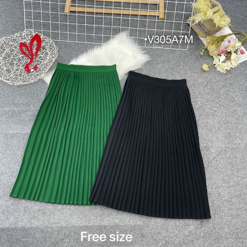 Váy Maxi Đi Biển Dự Tiệc Chân Váy Dập Ly Thiết Kế Dáng Dài Vintage Cực Sang Màu Đen/Xanh Lá