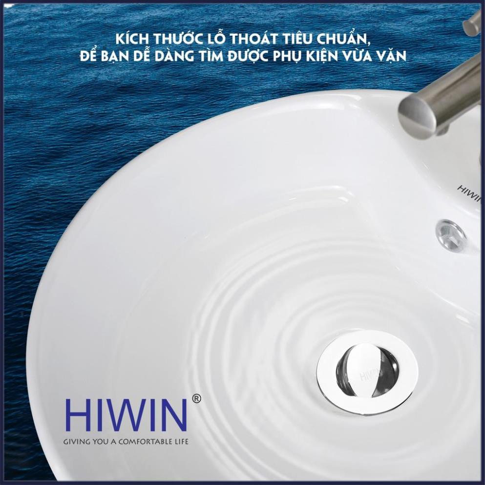 Chậu rửa mặt lavabo trắng sứ dương bàn dáng trụ tròn cao cấp HIWIN LP-8011