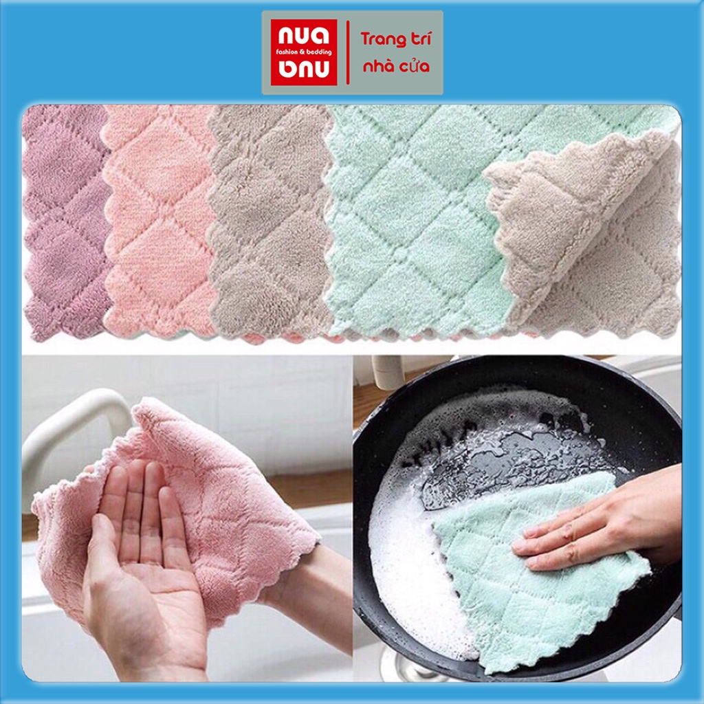 [ COMBO 10 ] Khăn lau đa năng Nua fashion &amp; bedding lau bếp bát đĩa cốc chén hai mặt thấm nước chống dính dầu mỡ