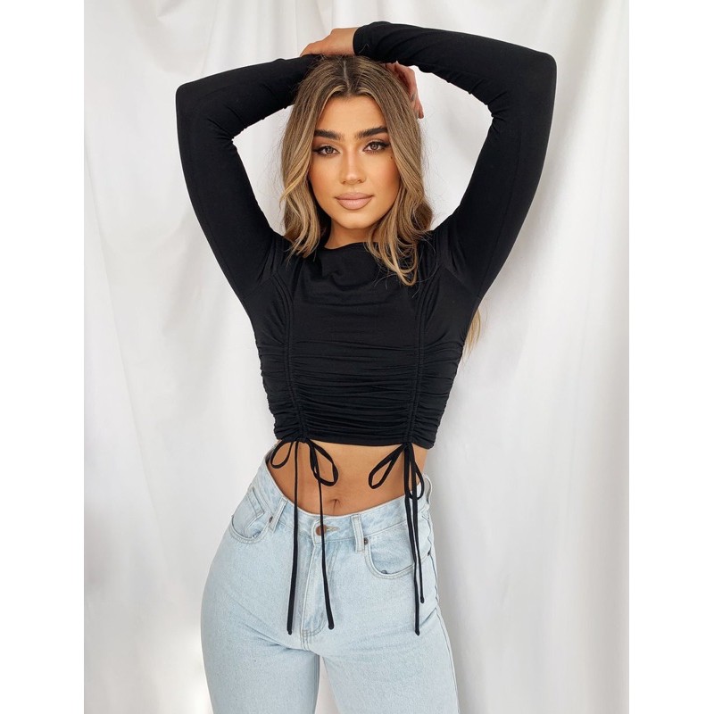 HOLLIE CROPTOP - áo thun ôm rút dây eo