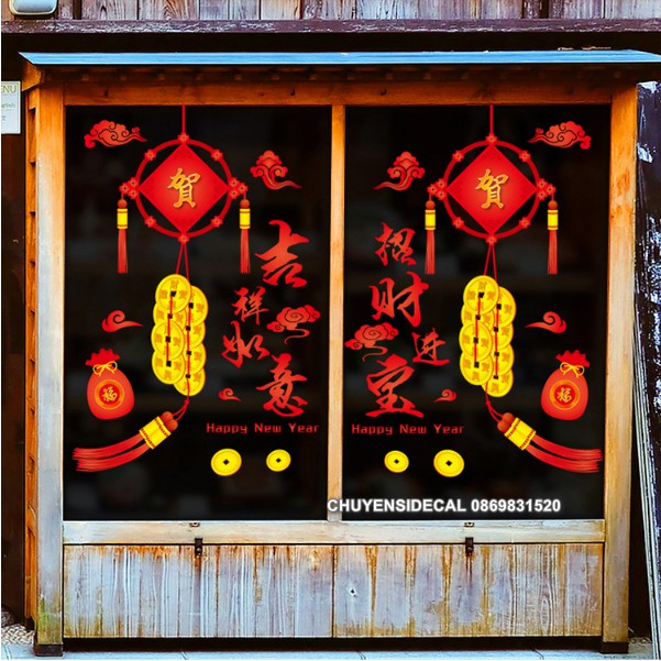 Decal dán Tết - Dây Đồng Xu Vàng