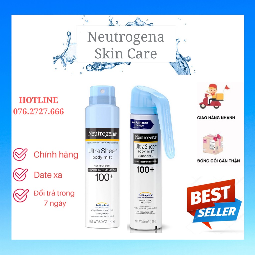 Xịt Chống Nắng Neutrogena Ultra Sheer Body Mist Sunscreen SPF 100+