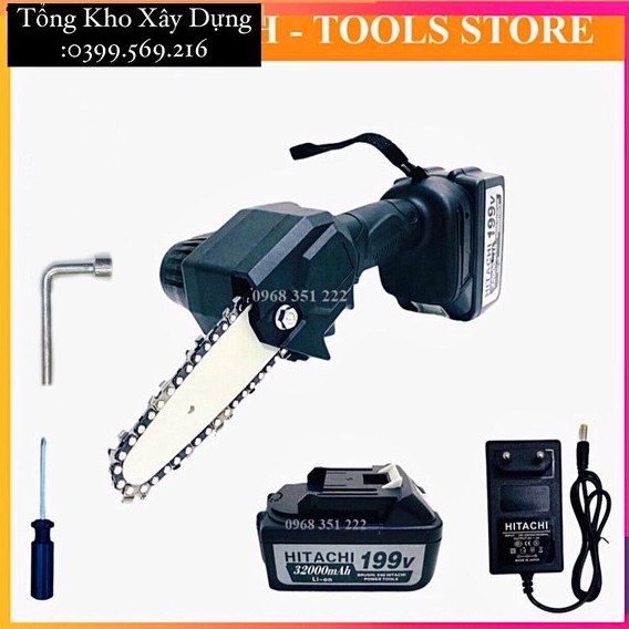 HOT ƯU ĐÃI CƯA XÍCH CẦM TAY MINI CHẠY PIN HITACHI 199V , DÙNG CHUNG PIN MAKITA 18V  HỖ TRỢ BH 1-1 24/7 Lỗi 1 đổi 1 B