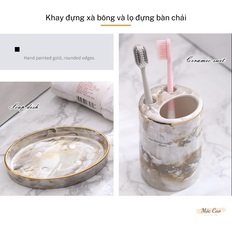 Set 5 món dụng cụ nhà tắm, set nhà tắm sang trọng phong cách Bắc Âu - Hàng xuất Âu