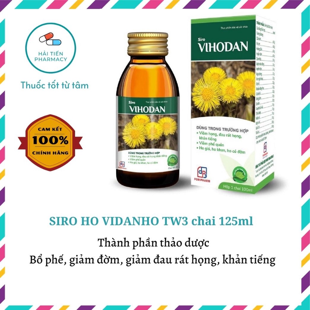 Siro Vihodan Tw3 hỗ trợ bổ phế giảm ho và đau rát họng chai 125ml