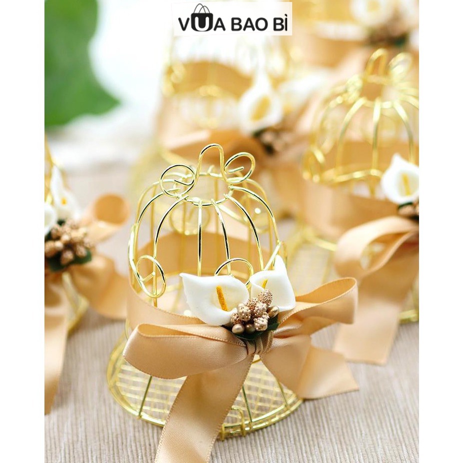 Hộp đựng quà giỏ kim loại mini, hộp lồng chim đựng bánh kẹo trang trí giỏ quà, sự kiện VUA BAO BÌ