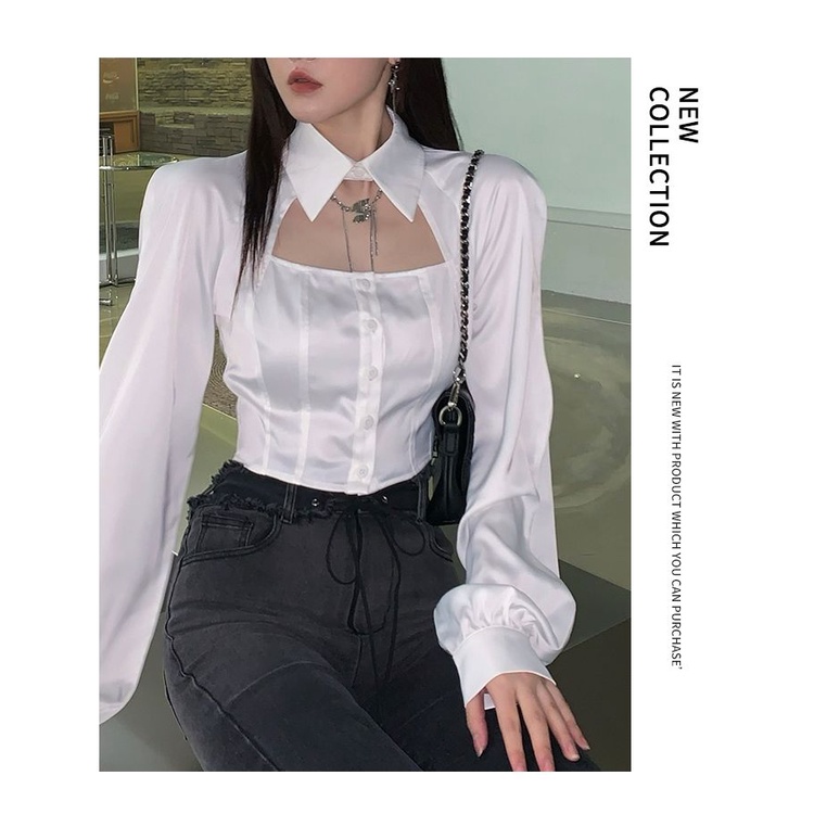 Áo Croptop Ôm Dáng Tay Dài Phong Cách Hàn Quốc Thời Trang Xuân Thu 2022 Mới