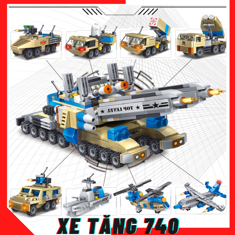 Đồ chơi xếp hình lego xe tăng 4 nòng, lego máy bay, lego xe bọc thép