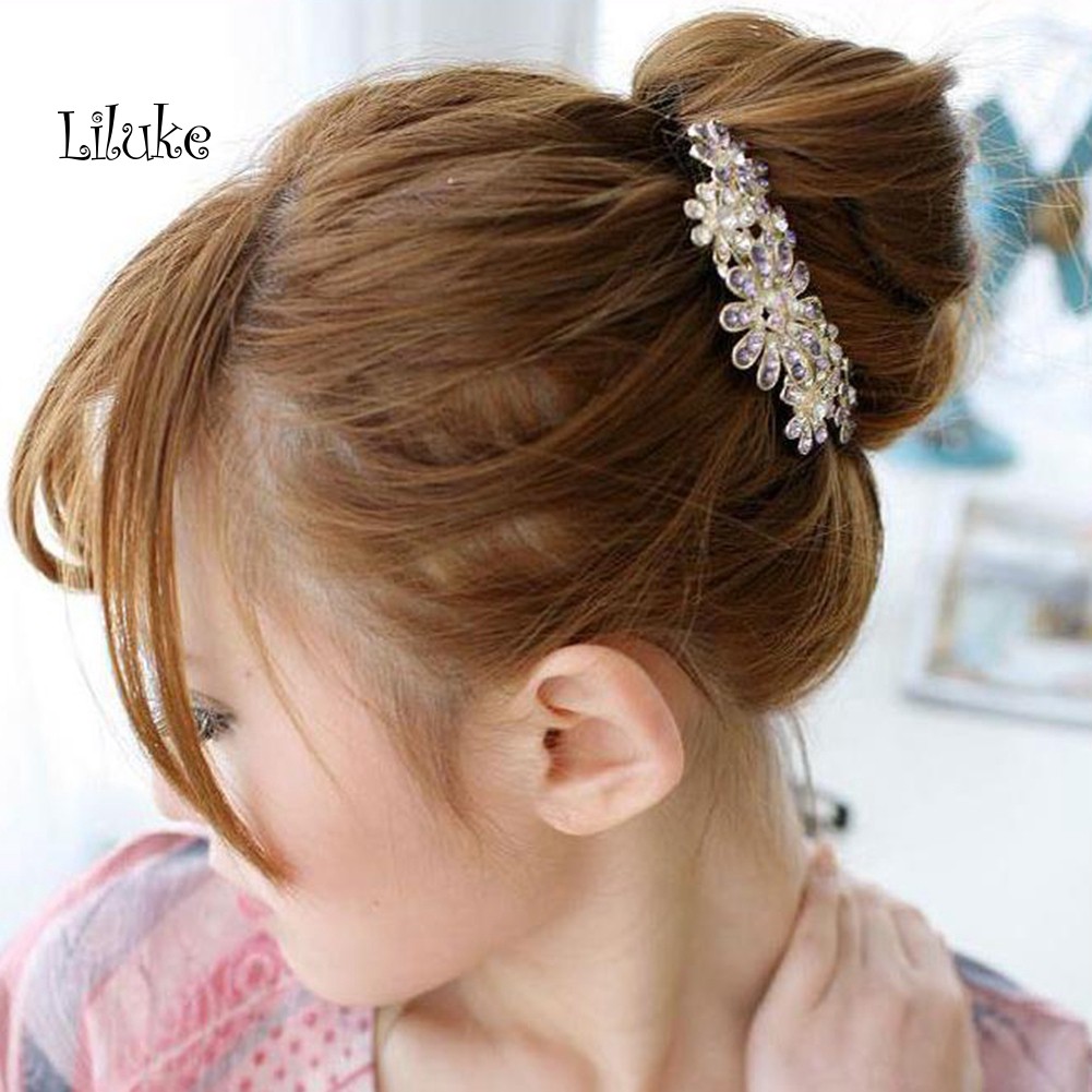 Lược Cài Tóc Đính Đá Hình Hoa Thời Trang Sang Trọng Cho Nữ