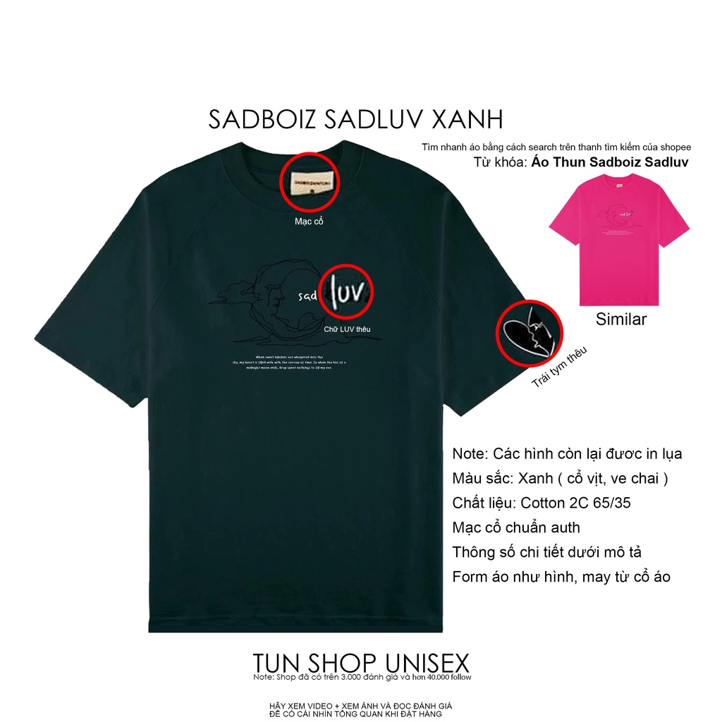 Áo Thun Tay Lỡ Sad Boiz Form Rộng SADLUV SADBOIZ Tee Luv Full Tag In Nổi Màu Xanh, Hồng 𝗧𝗨𝗡 𝗦𝗛𝗢𝗣 𝗨𝗡𝗜𝗦𝗘𝗫 | BigBuy360 - bigbuy360.vn