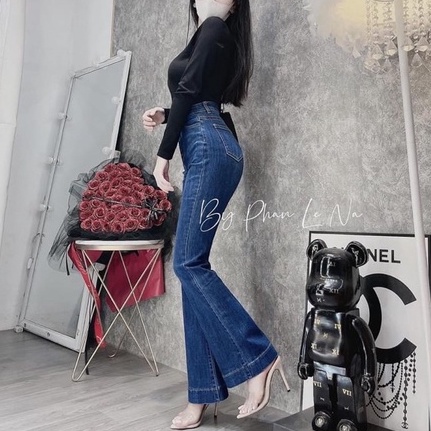 [Bigsize 58-90kg] Quần Ống Loe Ống Pat, Lưng Siêu Cao, Co Giãn Mạnh Xanh Đậm 1056/NHẠT 1057