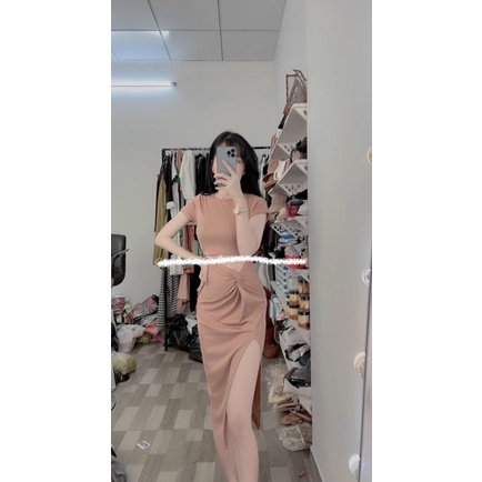 ĐẦM BODY HỞ EO XẺ TÀ SEXY DÁNG DÀI CỔ TRÒN