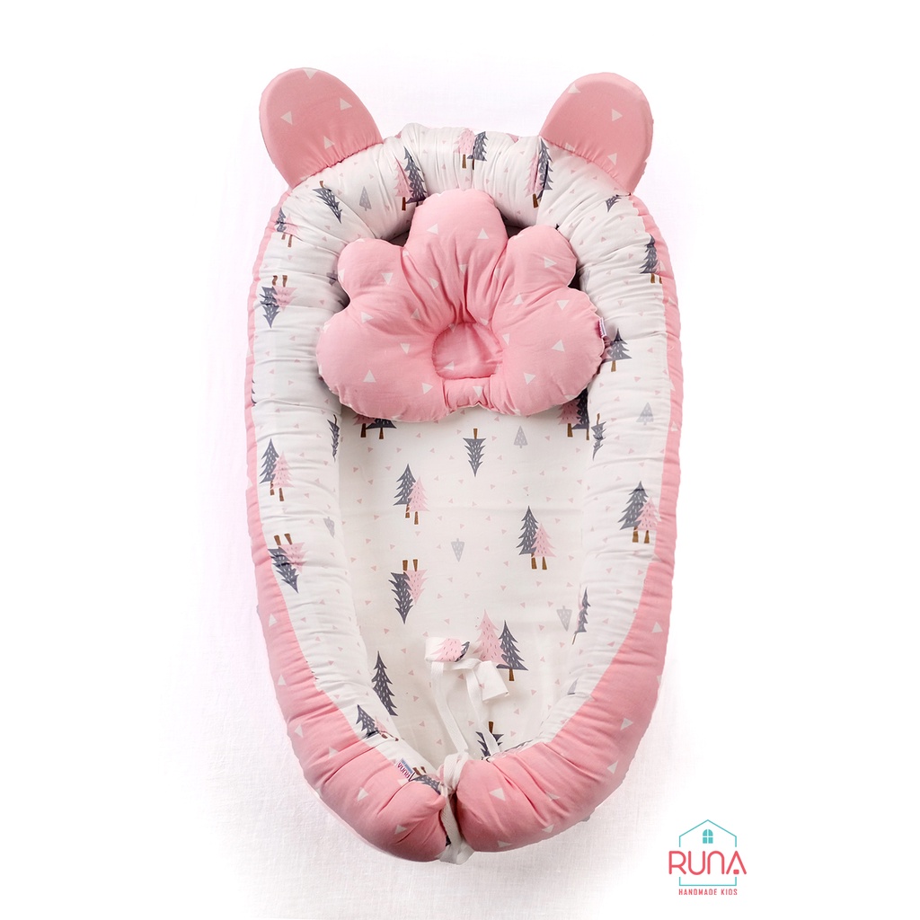 Nôi vải cho bé sơ sinh cao cấp RUNA KIDS cotton Hàn đẹp thoáng mát hoạ tiết dễ thương dùng được cả hai mặt