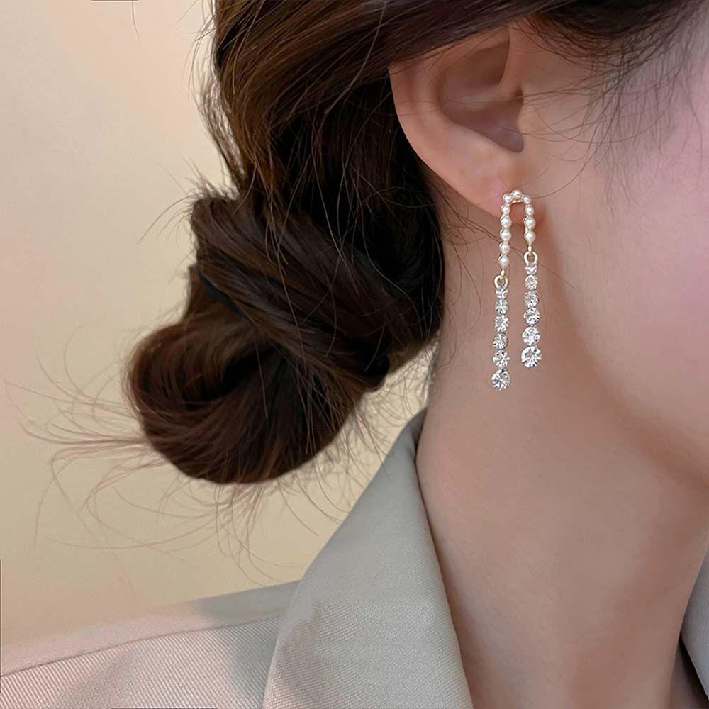 Bông Tai VANES1 Dáng Dài Thiết Kế Hình Học Đơn Giản Thanh Lịch Phong Cách Hàn Quốc Cho