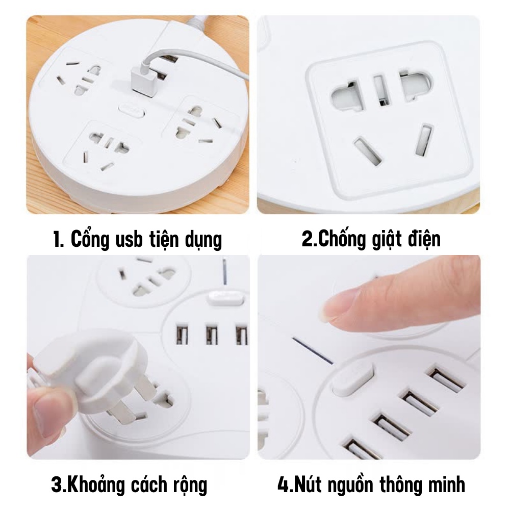 Ổ Cắm Điện Đa Năng Có Cổng USB, Ổ Cắm Điện Có Thể Dính Lên Tường Thiết Kế An Toàn Cho Bé ATILA SHOP