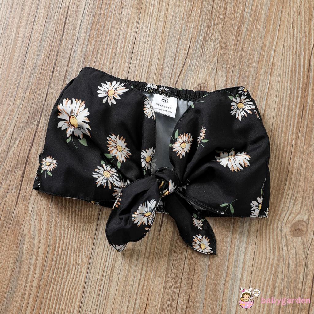 Set Đồ 2 Món Gồm Áo Không Tay Hở Vai In Hoa Cúc + Chân váy jean Rách Dành Cho Bé Gái 1-6 Tuổi