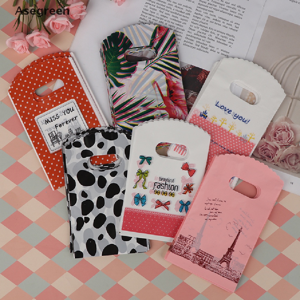 Set 50 túi đựng quà tặng trang sức mini 9x15cm có tay cầm nhiều mẫu thiết kế khác nhau