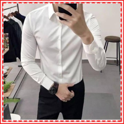 Áo Sơ Mi Nam Dài Tay Dáng Ôm Cổ Bẻ Hàn Quốc Vải Lụa Nến,Không Nhăn, Thấm Hút Mồ Hôi | BigBuy360 - bigbuy360.vn
