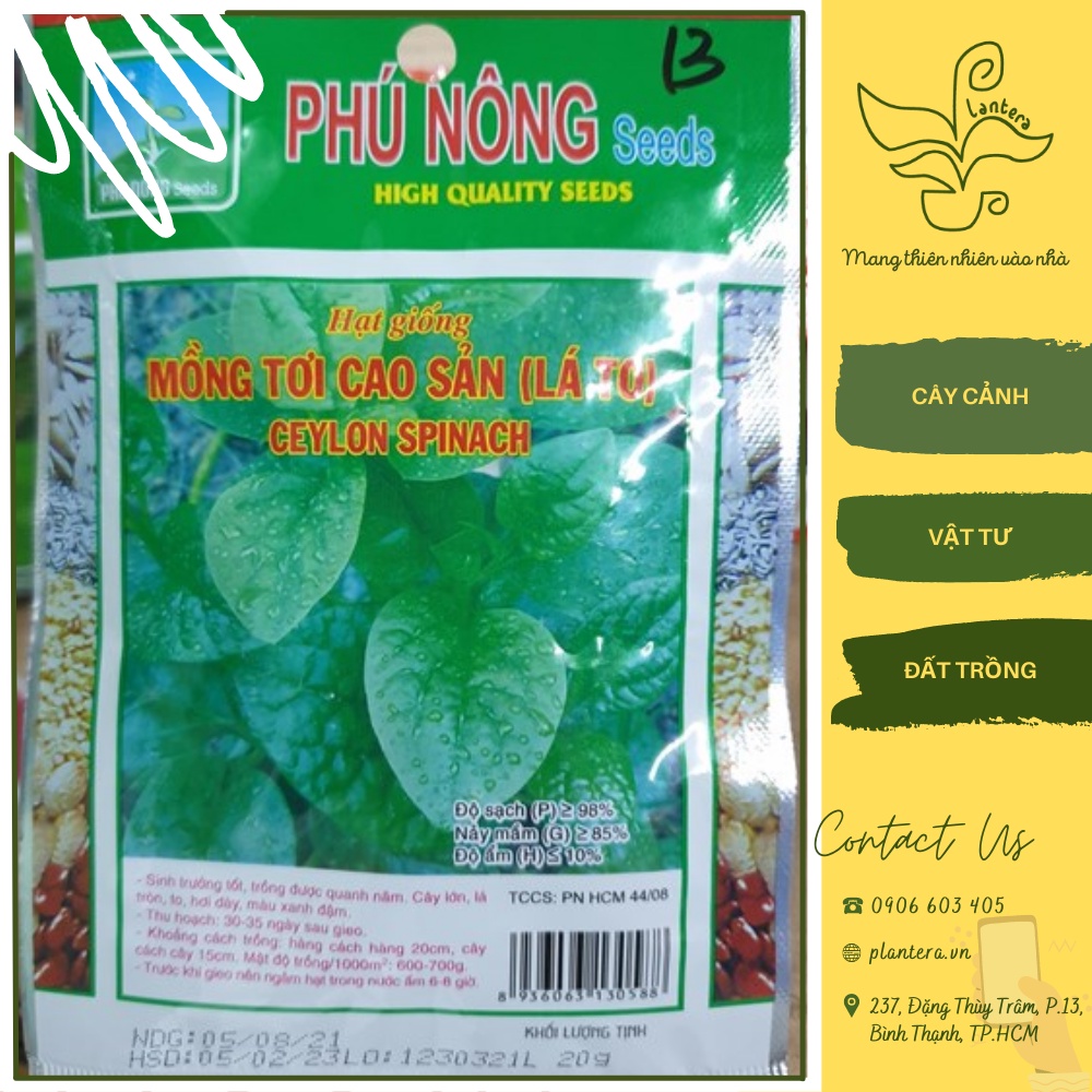 Hạt giống Phú Nông - Mồng tơi Gói 15g - Hạt Giống - Rau Ăn Lá