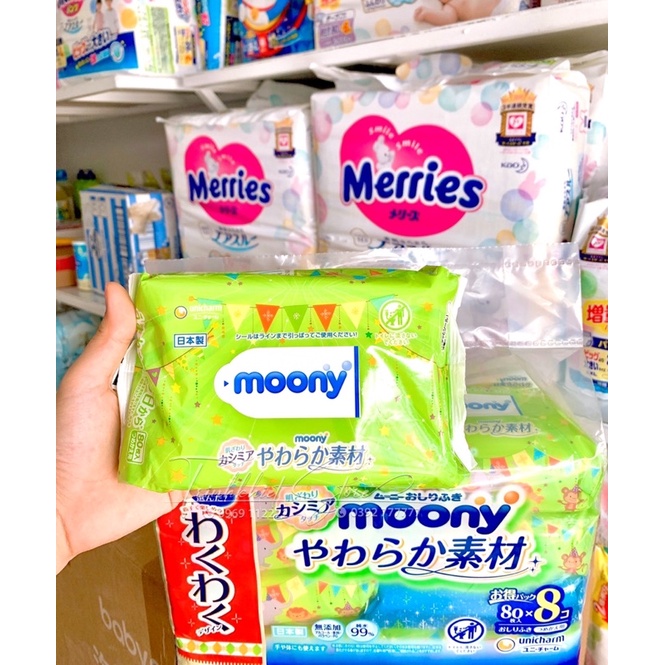 COMBO 8 GÓI KHĂN ƯỚT MOONY NỘI ĐỊA 640 TỜ