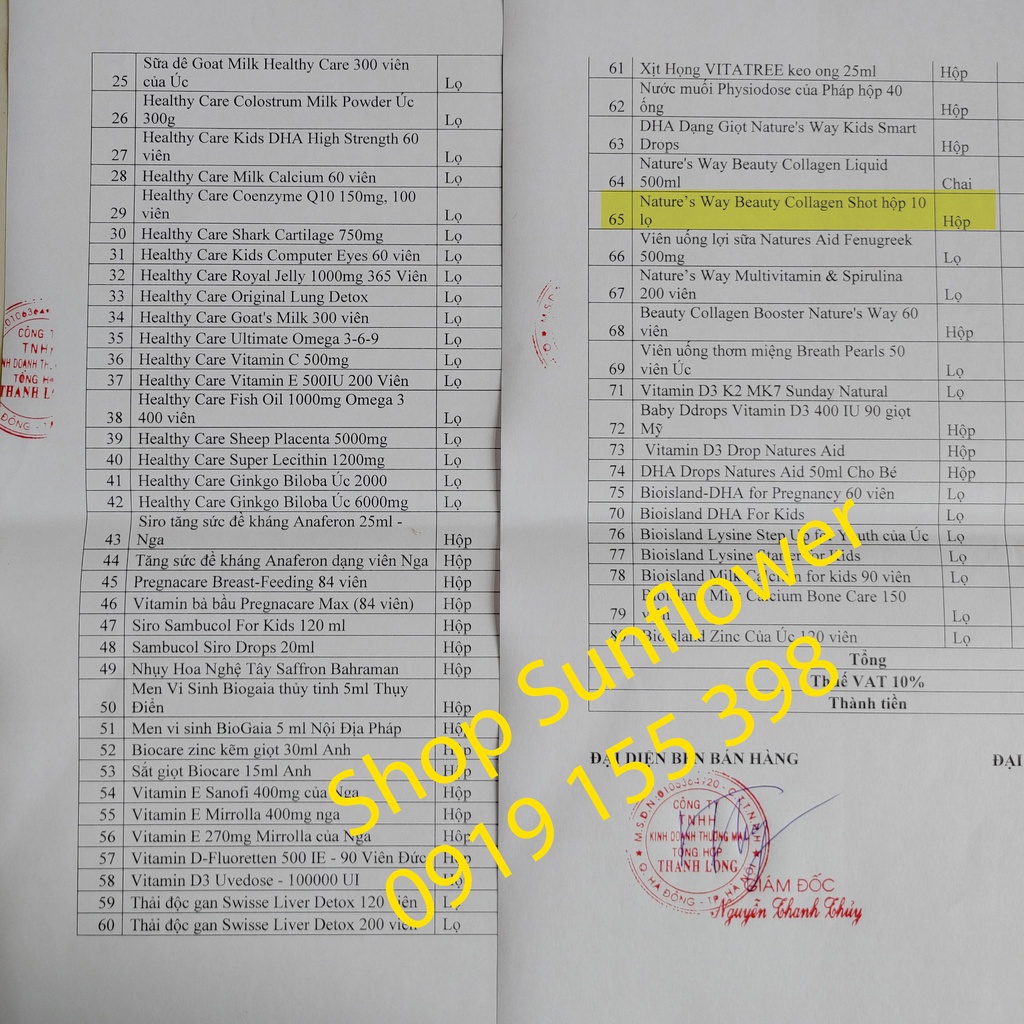 Colagen Dạng Nước Beauty Collagen Shot Nature 10 ống giúp da săn chắc và chống chảy xệ