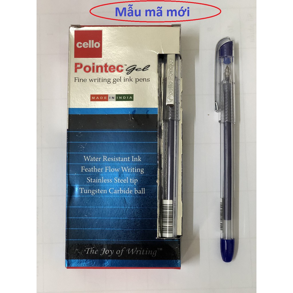 Hộp 12 chiếc bút bi nước Cello Pointec gell 0.5mm ( Xanh, đen, đỏ)