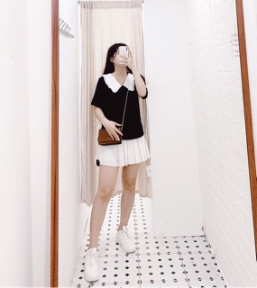 Áo cổ sen bèo đen