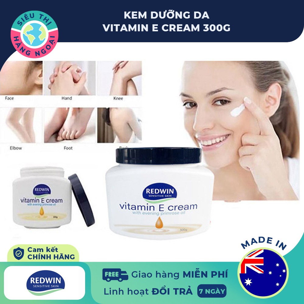 Kem Dưỡng Ẩm, Mềm Mịn Da Úc Redwin Vitamin E Cream With Evening Primrose Oil 300g