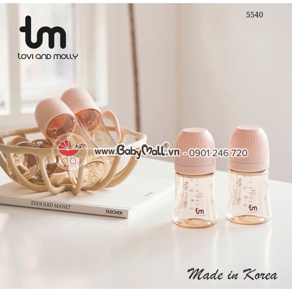 Bình sữa Tovi Molly 180ml/280ml Hàn Quốc (KHÔNG KÈM NÚM)