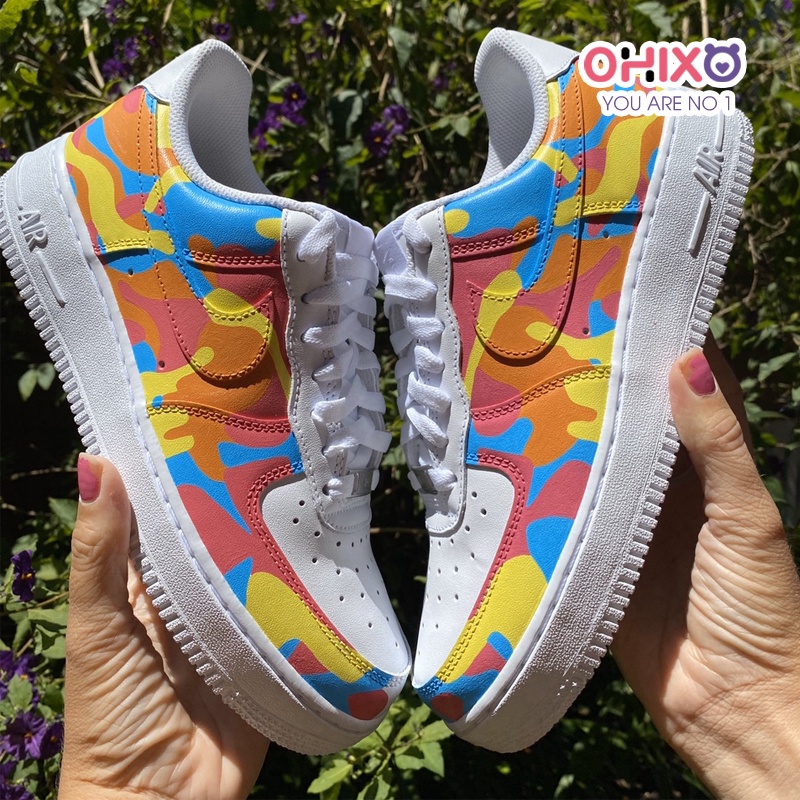 Giày Custom AF1 Thể Thao Nữ Sneaker Hàn Quốc Chất Đẹp Đế Bằng OHIXO AFC15