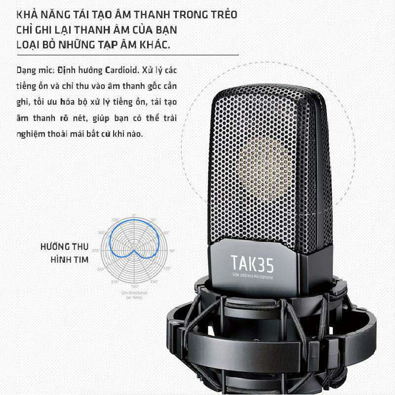 (FREESHIP)TẶNG CÁP IPHONE Micro thu âm TAKSTAR TAK35 hát karaoke, livestream, bán hàng, thu âm, BẢO HÀNH 12 THÁNG