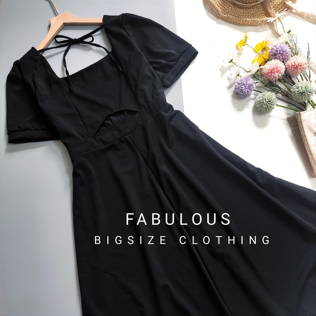 Váy Đầm cổ vuông dáng dài BIGSIZE 60-90kg cách điệu Fabulous Bigsize | BigBuy360 - bigbuy360.vn