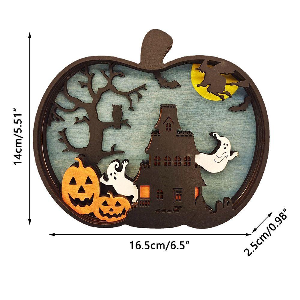 Đèn Trang Trí Halloween Hình Bí Ngô Bằng Gỗ Vui Nhộn